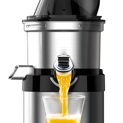 Pormenor do tambor e torneira de sumo Kuvings CS700 Extrator de Sumo Comercial Stainless Steel
