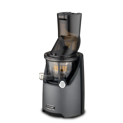 Vista em ângulo Kuvings EVO820 Extrator de Sumo Cold Press Cinza-Chumbo